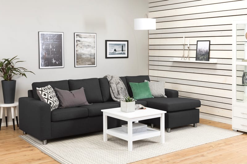 Crazy 4-seters Vendbar L-formet Sjeselongsofa i Stoff - Antrasitt - Møbler - Sofaer - Sofaer med sjeselong - 4 seters sofa med divan