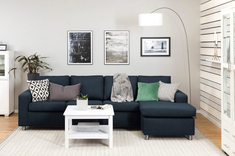 Crazy 4-seters Vendbar L-formet Sjeselongsofa i Stoff - Blå - Møbler - Sofaer - Sofaer med sjeselong - 4 seters sofa med divan