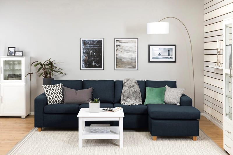 Crazy 4-seters Vendbar L-formet Sjeselongsofa i Stoff - Blå - Møbler - Sofaer - Sofaer med sjeselong - 4 seters sofa med divan