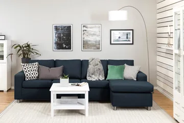 Crazy 4-seters Vendbar L-formet Sjeselongsofa i Stoff - Blå - Møbler - Sofaer - Sofaer med sjeselong - 4 seters sofa med divan