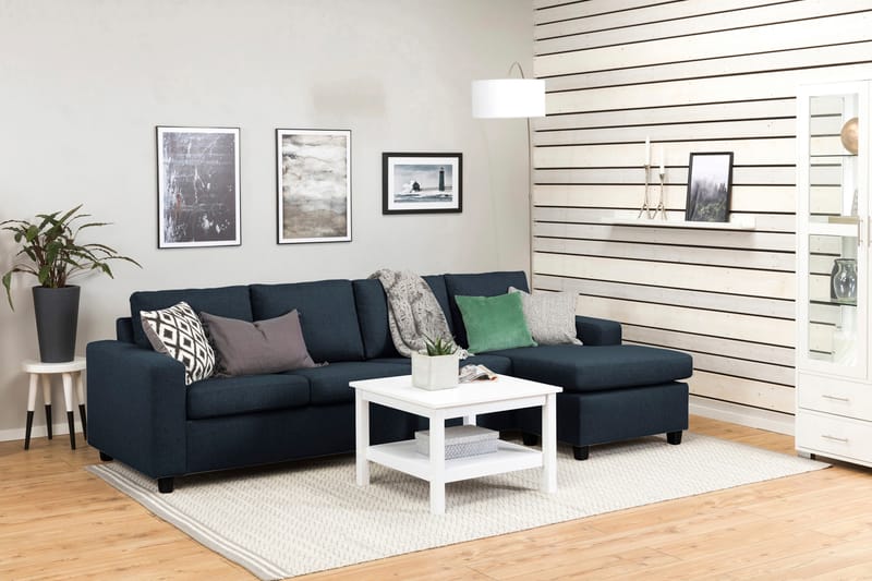 Crazy 4-seters Vendbar L-formet Sjeselongsofa i Stoff - Blå - Møbler - Sofaer - Sofaer med sjeselong - 4 seters sofa med divan