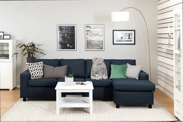 Crazy 4-seters Vendbar L-formet Sjeselongsofa i Stoff - Blå - Møbler - Sofaer - Sofaer med sjeselong - 4 seters sofa med divan