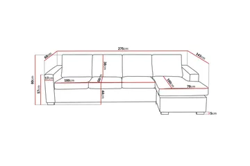 Crazy 4-seters Vendbar L-formet Sjeselongsofa i Stoff - Blå - M øbler - Sofaer - Sofaer med sjeselong - 4 seters sofa med divan