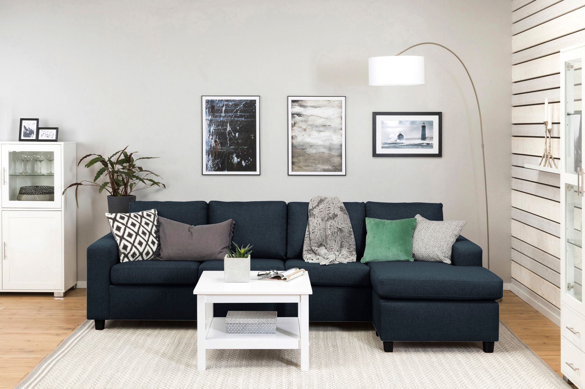 Crazy 4-seters Vendbar L-formet Sjeselongsofa i Stoff - Blå - Møbler - Sofaer - Sofaer med sjeselong - 4 seters sofa med divan