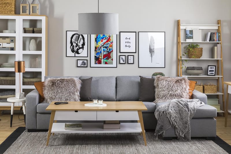 Crazy 4-seters Vendbar L-formet Sjeselongsofa i Stoff - Grå - Møbler - Sofaer - Sofaer med sjeselong - 4 seters sofa med divan