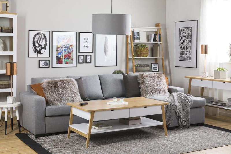 Crazy 4-seters Vendbar L-formet Sjeselongsofa i Stoff - Grå - Møbler - Sofaer - Sofaer med sjeselong - 4 seters sofa med divan
