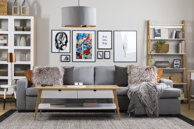 Crazy 4-seters Vendbar L-formet Sjeselongsofa i Stoff - Grå - Møbler - Sofaer - Sofaer med sjeselong - 4 seters sofa med divan