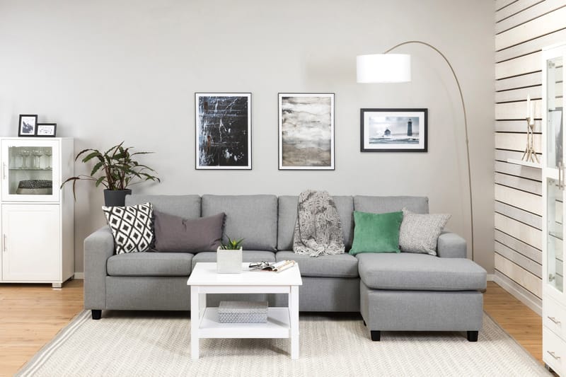 Crazy 4-seters Vendbar L-formet Sjeselongsofa i Stoff - Grå - Møbler - Sofaer - Sofaer med sjeselong - 4 seters sofa med divan