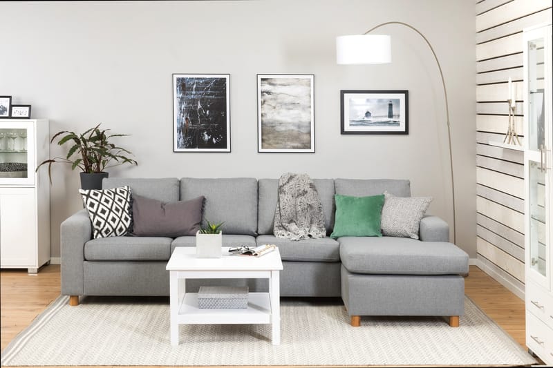Crazy 4-seters Vendbar L-formet Sjeselongsofa i Stoff - Grå - Møbler - Sofaer - Sofaer med sjeselong - 4 seters sofa med divan