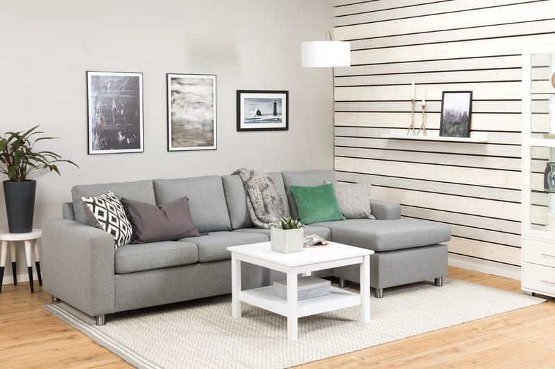 Crazy 4-seters Vendbar L-formet Sjeselongsofa i Stoff - Grå - Møbler - Sofaer - Sofaer med sjeselong - 4 seters sofa med divan
