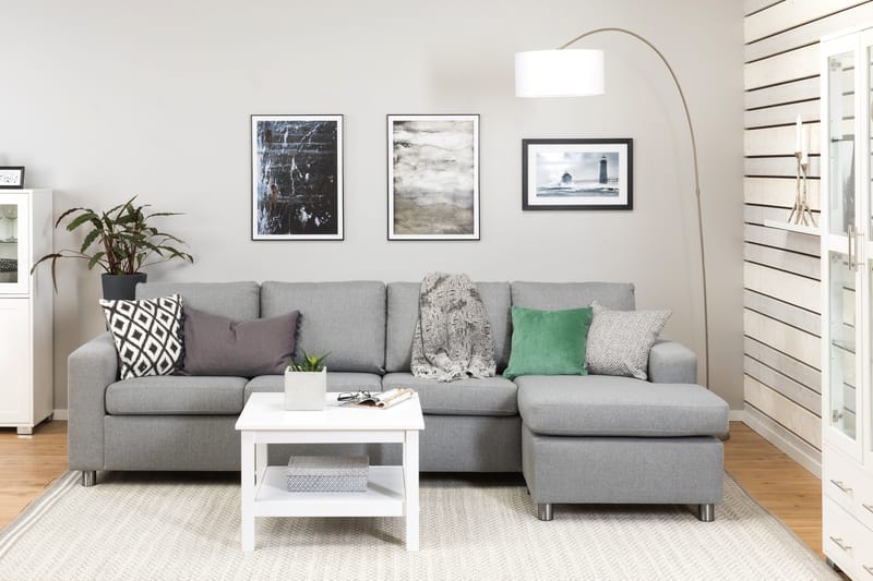 Crazy 4-seters Vendbar L-formet Sjeselongsofa i Stoff - Grå - Møbler - Sofaer - Sofaer med sjeselong - 4 seters sofa med divan