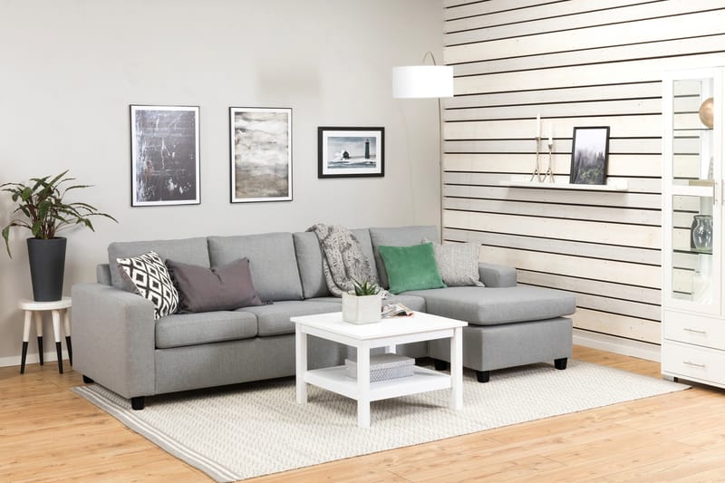 Crazy 4-seters Vendbar L-formet Sjeselongsofa i Stoff - Grå - Møbler - Sofaer - Sofaer med sjeselong - 4 seters sofa med divan