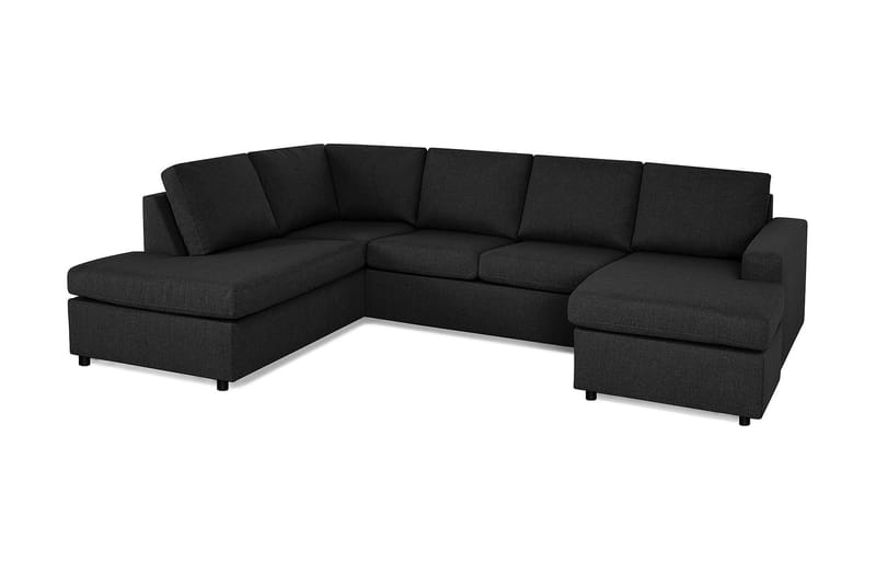 Crazy 4-seters Venstrevendt U-formet Large Sofa med Divan og Sjeselong i Stoff - Antrasitt - Møbler - Sofaer - Sofaer med sjeselong - 4 seters sofa med divan