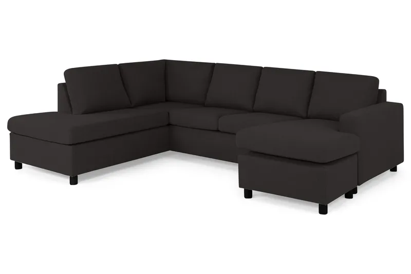 Crazy 4-seters Venstrevendt U-formet Large Sofa med Divan og Sjeselong i Stoff - Antrasitt - Møbler - Sofaer - Sofaer med sjeselong - 4 seters sofa med divan