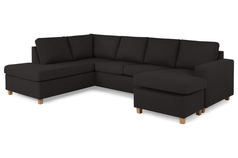 Crazy 4-seters Venstrevendt U-formet Large Sofa med Divan og Sjeselong i Stoff - Antrasitt - Møbler - Sofaer - Sofaer med sjeselong - 4 seters sofa med divan