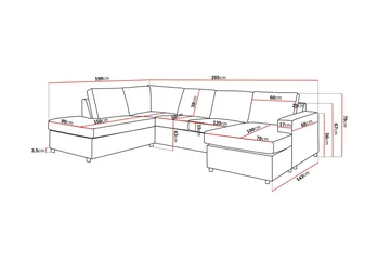 Crazy 4-seters Venstrevendt U-formet Large Sofa med Divan og Sjeselong i Stoff - Antrasitt - Møbler - Sofaer - Sofaer med sjeselong - 4 seters sofa med divan