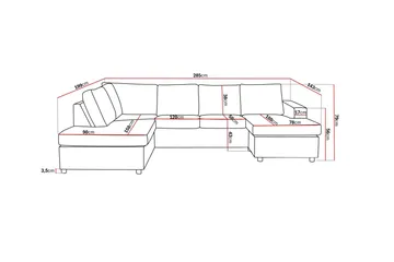Crazy 4-seters Venstrevendt U-formet Large Sofa med Divan og Sjeselong i Stoff - Antrasitt - Møbler - Sofaer - Sofaer med sjeselong - 4 seters sofa med divan