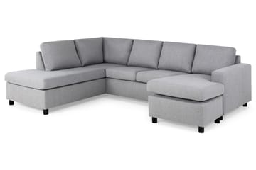 Crazy 4-seters Venstrevendt U-formet Large Sofa med Divan og Sjeselong i Stoff - Grå - Møbler - Sofaer - Sofaer med sjeselong - 4 seters sofa med divan