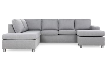 Crazy 4-seters Venstrevendt U-formet Large Sofa med Divan og Sjeselong i Stoff - Grå - Møbler - Sofaer - Sofaer med sjeselong - 4 seters sofa med divan