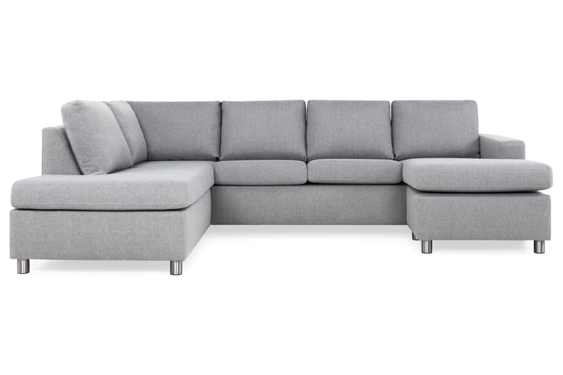Crazy 4-seters Venstrevendt U-formet Large Sofa med Divan og Sjeselong i Stoff - Grå - Møbler - Sofaer - Sofaer med sjeselong - 4 seters sofa med divan