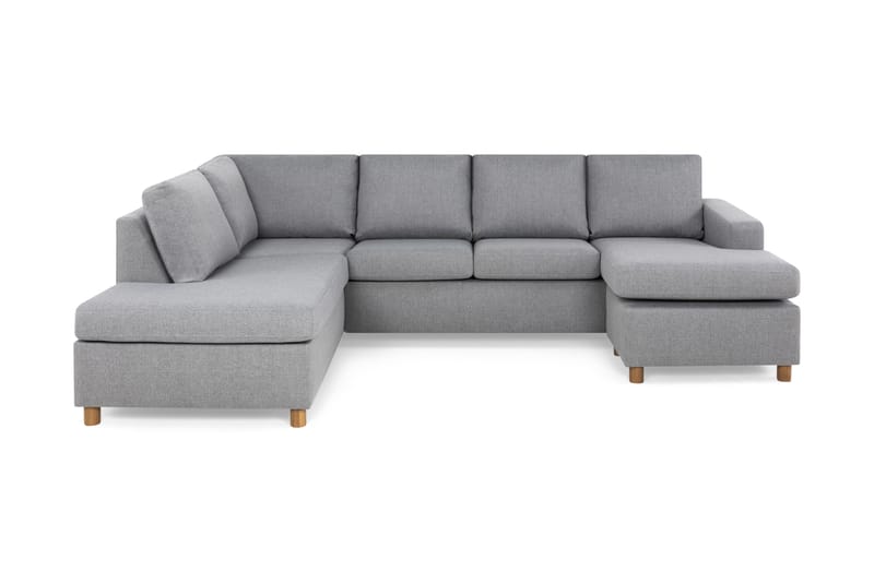 Crazy 4-seters Venstrevendt U-formet Large Sofa med Divan og Sjeselong i Stoff - Grå - Møbler - Sofaer - Sofaer med sjeselong - 4 seters sofa med divan