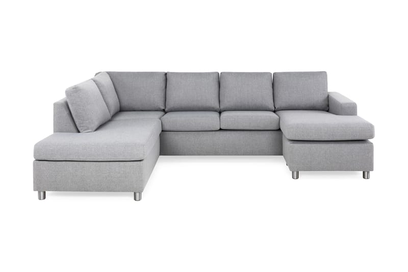 Crazy 4-seters Venstrevendt U-formet Large Sofa med Divan og Sjeselong i Stoff - Grå - Møbler - Sofaer - Sofaer med sjeselong - 4 seters sofa med divan