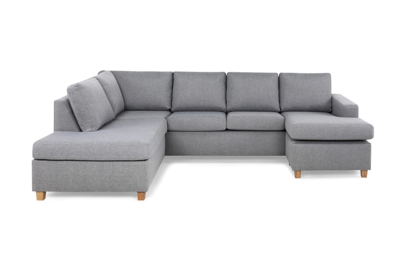 Crazy 4-seters Venstrevendt U-formet Large Sofa med Divan og Sjeselong i Stoff - Grå - Møbler - Sofaer - Sofaer med sjeselong - 4 seters sofa med divan