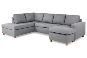 Crazy 4-seters Venstrevendt U-formet Large Sofa med Divan og Sjeselong i Stoff - Grå - Møbler - Sofaer - Sofaer med sjeselong - 4 seters sofa med divan