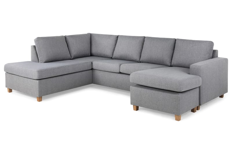 Crazy 4-seters Venstrevendt U-formet Large Sofa med Divan og Sjeselong i Stoff - Grå - Møbler - Sofaer - Sofaer med sjeselong - 4 seters sofa med divan