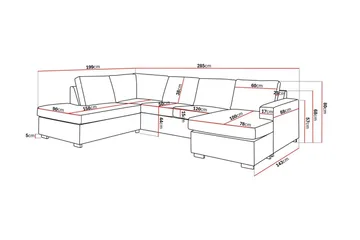 Crazy 4-seters Venstrevendt U-formet Large Sofa med Divan og Sjeselong i Stoff - Grå - Møbler - Sofaer - Sofaer med sjeselong - 4 seters sofa med divan