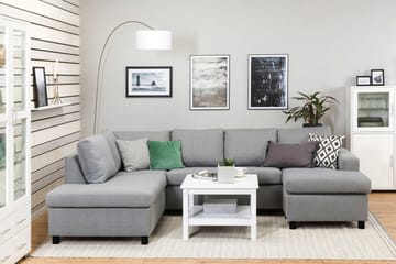 Crazy 4-seters Venstrevendt U-formet Large Sofa med Divan og Sjeselong i Stoff - Grå - Møbler - Sofaer - Sofaer med sjeselong - 4 seters sofa med divan