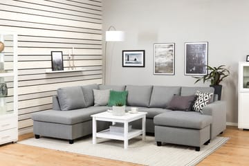 Crazy 4-seters Venstrevendt U-formet Large Sofa med Divan og Sjeselong i Stoff - Grå - Møbler - Sofaer - Sofaer med sjeselong - 4 seters sofa med divan