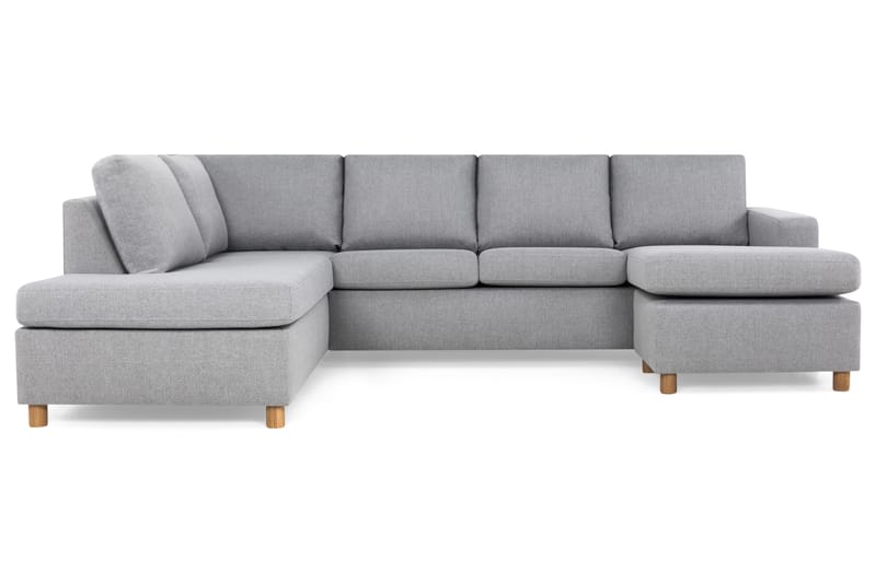 Crazy 4-seters Venstrevendt U-formet Large Sofa med Divan og Sjeselong i Stoff - Grå - Møbler - Sofaer - Sofaer med sjeselong - 4 seters sofa med divan