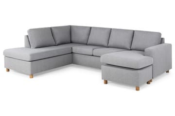 Crazy 4-seters Venstrevendt U-formet Large Sofa med Divan og Sjeselong i Stoff - Grå - Møbler - Sofaer - Sofaer med sjeselong - 4 seters sofa med divan