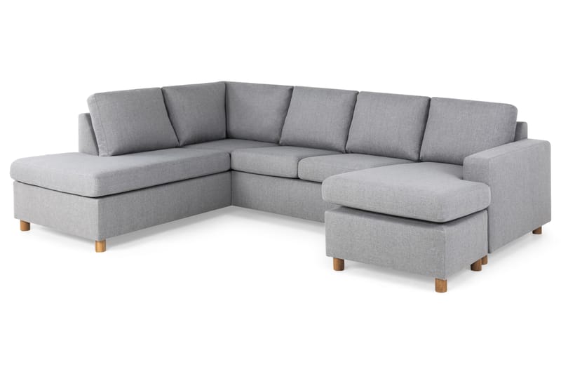 Crazy 4-seters Venstrevendt U-formet Large Sofa med Divan og Sjeselong i Stoff - Grå - Møbler - Sofaer - Sofaer med sjeselong - 4 seters sofa med divan