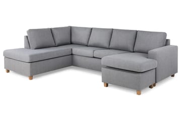 Crazy 4-seters Venstrevendt U-formet Large Sofa med Divan og Sjeselong i Stoff - Grå - Møbler - Sofaer - Sofaer med sjeselong - 4 seters sofa med divan