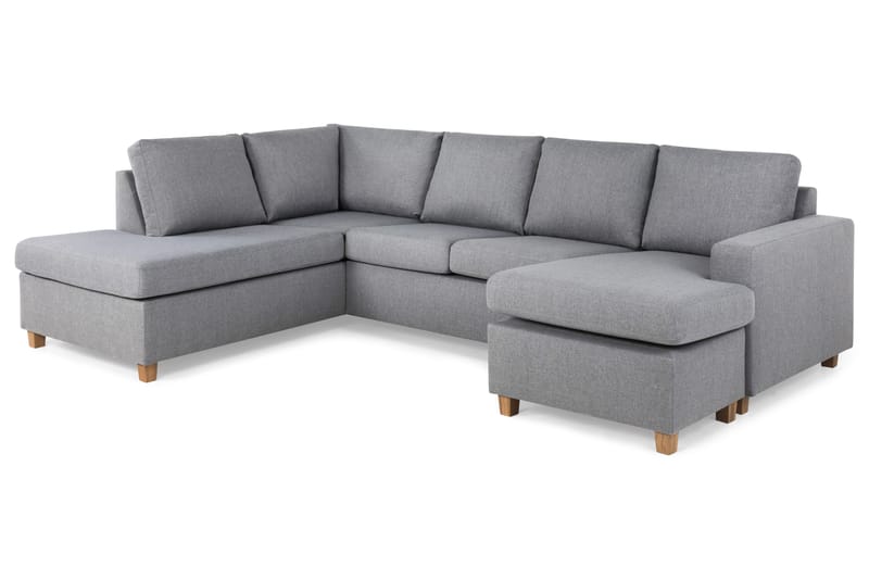 Crazy 4-seters Venstrevendt U-formet Large Sofa med Divan og Sjeselong i Stoff - Grå - Møbler - Sofaer - Sofaer med sjeselong - 4 seters sofa med divan