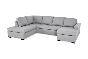 Crazy 4-seters Venstrevendt U-formet Large Sofa med Divan og Sjeselong i Stoff - Grå - Møbler - Sofaer - Sofaer med sjeselong - 4 seters sofa med divan