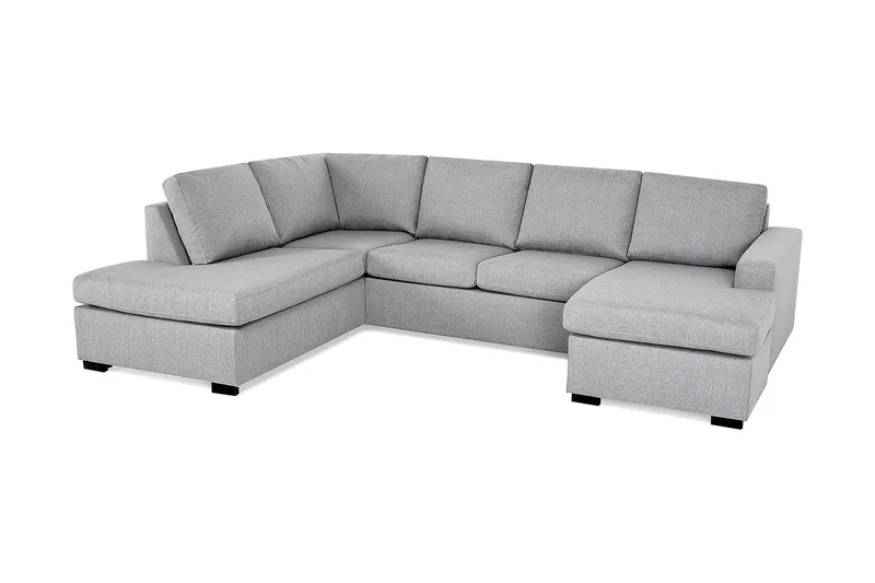 Crazy 4-seters Venstrevendt U-formet Large Sofa med Divan og Sjeselong i Stoff - Grå - Møbler - Sofaer - Sofaer med sjeselong - 4 seters sofa med divan