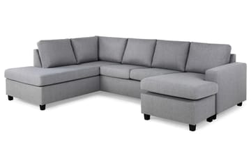 Crazy 4-seters Venstrevendt U-formet Large Sofa med Divan og Sjeselong i Stoff - Grå - Møbler - Sofaer - Sofaer med sjeselong - 4 seters sofa med divan