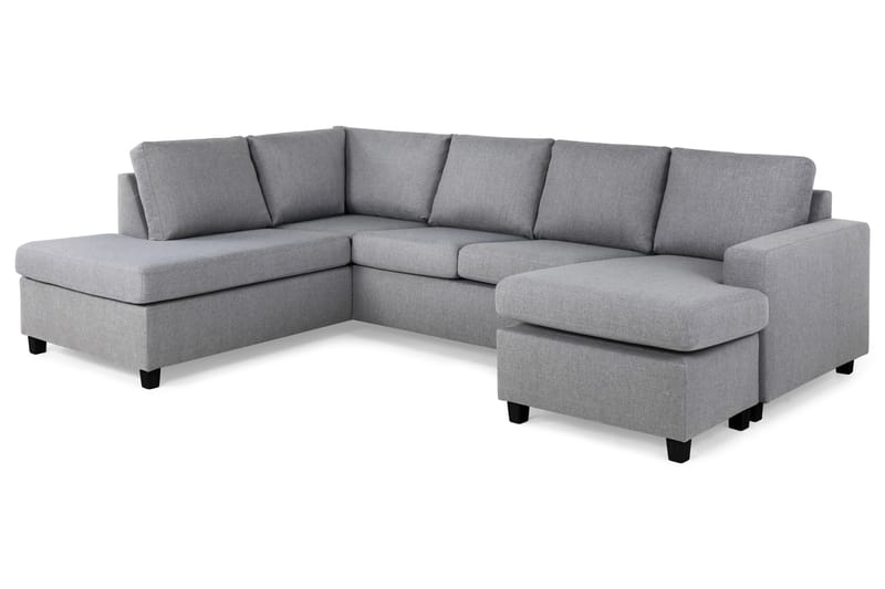 Crazy 4-seters Venstrevendt U-formet Large Sofa med Divan og Sjeselong i Stoff - Grå - Møbler - Sofaer - Sofaer med sjeselong - 4 seters sofa med divan