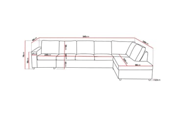 Crazy 5-seters Høyrevendt L-formet Sjeselongsofa i Stoff - Antrasitt - Møbler - Sofaer - Sofaer med sjeselong - 4 seters sofa med divan