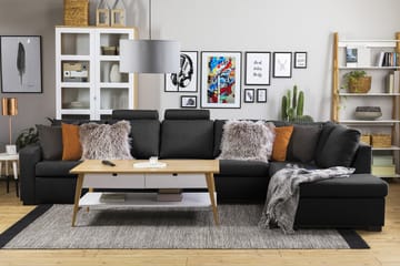 Crazy 5-seters Høyrevendt L-formet Sjeselongsofa i Stoff - Antrasitt - Møbler - Sofaer - Sofaer med sjeselong - 4 seters sofa med divan