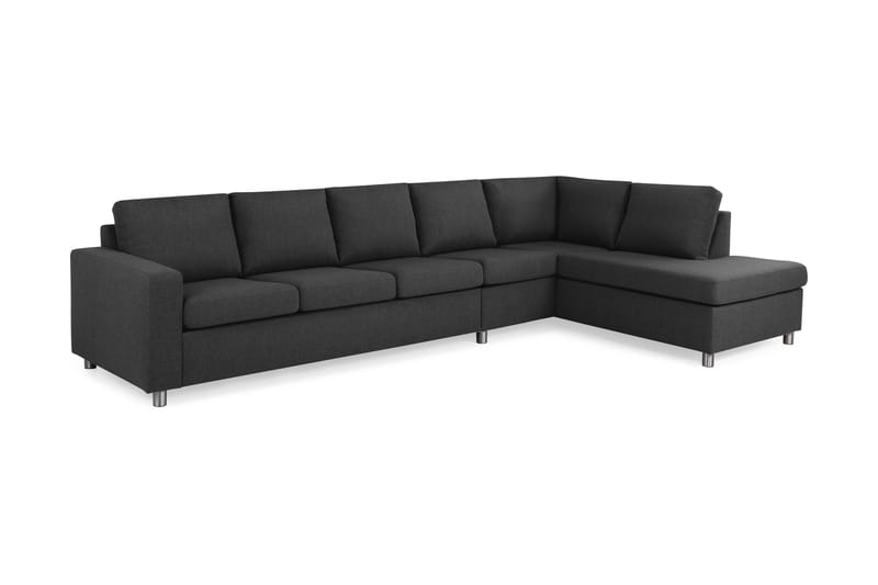 Crazy 5-seters Høyrevendt L-formet Sjeselongsofa i Stoff - Antrasitt - Møbler - Sofaer - Sofaer med sjeselong - 4 seters sofa med divan
