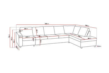 Crazy 5-seters Høyrevendt L-formet Sjeselongsofa i Stoff - Antrasitt - Møbler - Sofaer - Sofaer med sjeselong - 4 seters sofa med divan