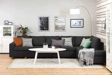 Crazy 5-seters Høyrevendt L-formet Sjeselongsofa i Stoff - Antrasitt - Møbler - Sofaer - Sofaer med sjeselong - 4 seters sofa med divan