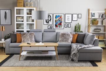 Crazy 5-seters Høyrevendt L-formet Sjeselongsofa i Stoff - Grå - Møbler - Sofaer - Sofaer med sjeselong - 4 seters sofa med divan