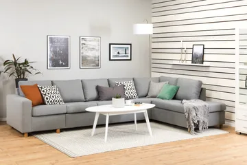 Crazy 5-seters Høyrevendt L-formet Sjeselongsofa i Stoff - Grå - Møbler - Sofaer - Sofaer med sjeselong - 4 seters sofa med divan