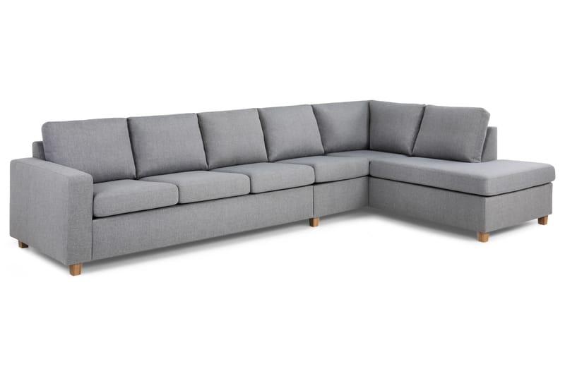Crazy 5-seters Høyrevendt L-formet Sjeselongsofa i Stoff - Grå - Møbler - Sofaer - Sofaer med sjeselong - 4 seters sofa med divan