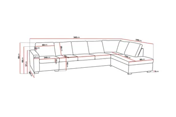 Crazy 5-seters Høyrevendt L-formet Sjeselongsofa i Stoff - Grå - Møbler - Sofaer - Sofaer med sjeselong - 4 seters sofa med divan